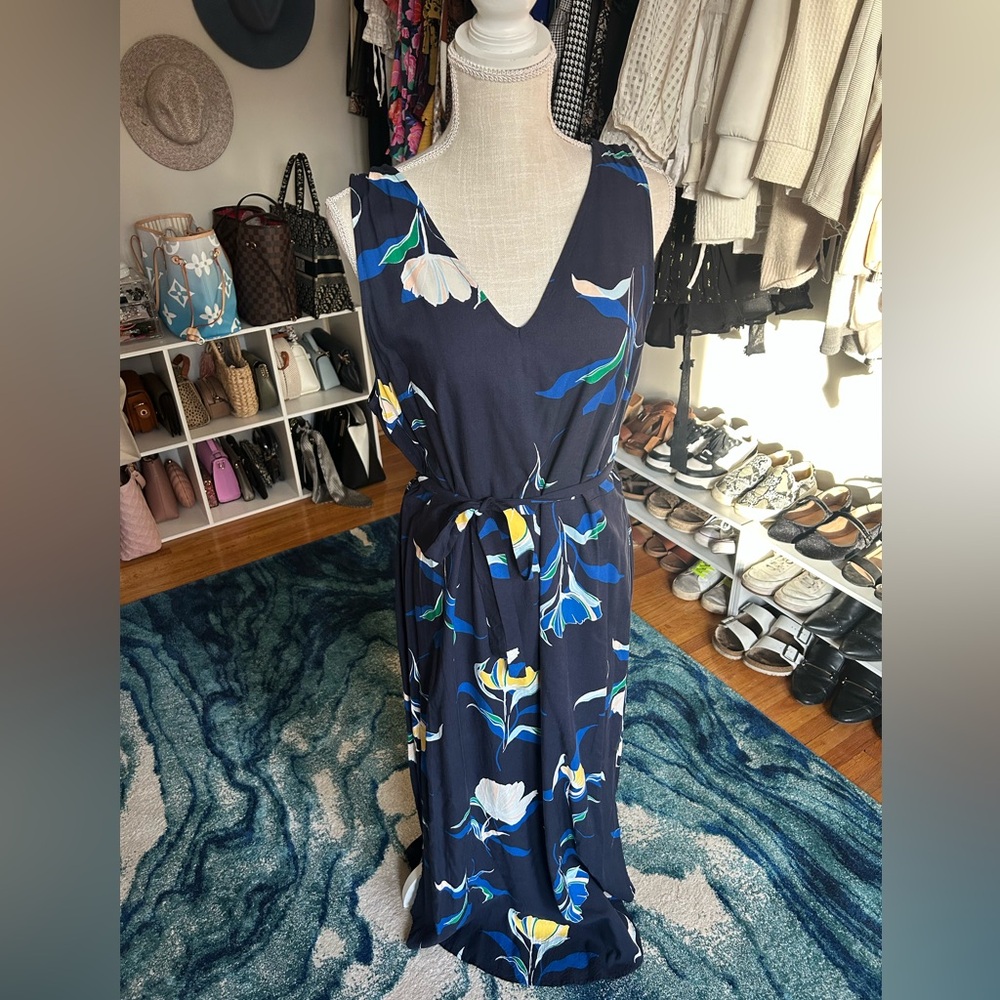 a new day Navy Floral Maxi Dress with Yellow & White Accents
